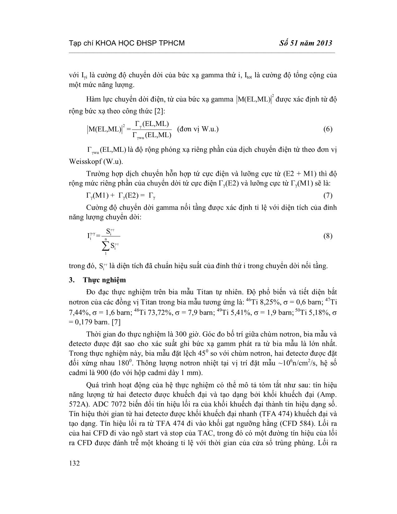 Xác định thời gian bán rã, độ rộng mức và hàm lực dịch chuyển E1 của 49Ti bằng phản ứng 48Ti(n, 2)49Ti trang 3