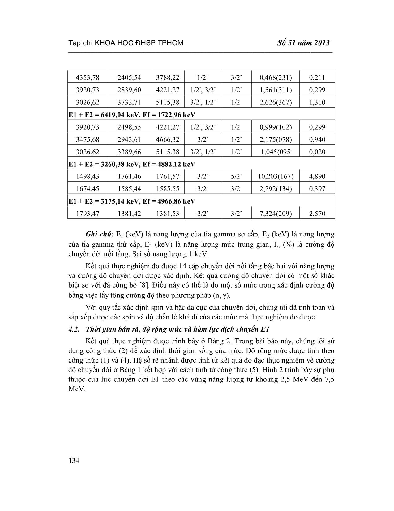 Xác định thời gian bán rã, độ rộng mức và hàm lực dịch chuyển E1 của 49Ti bằng phản ứng 48Ti(n, 2)49Ti trang 5