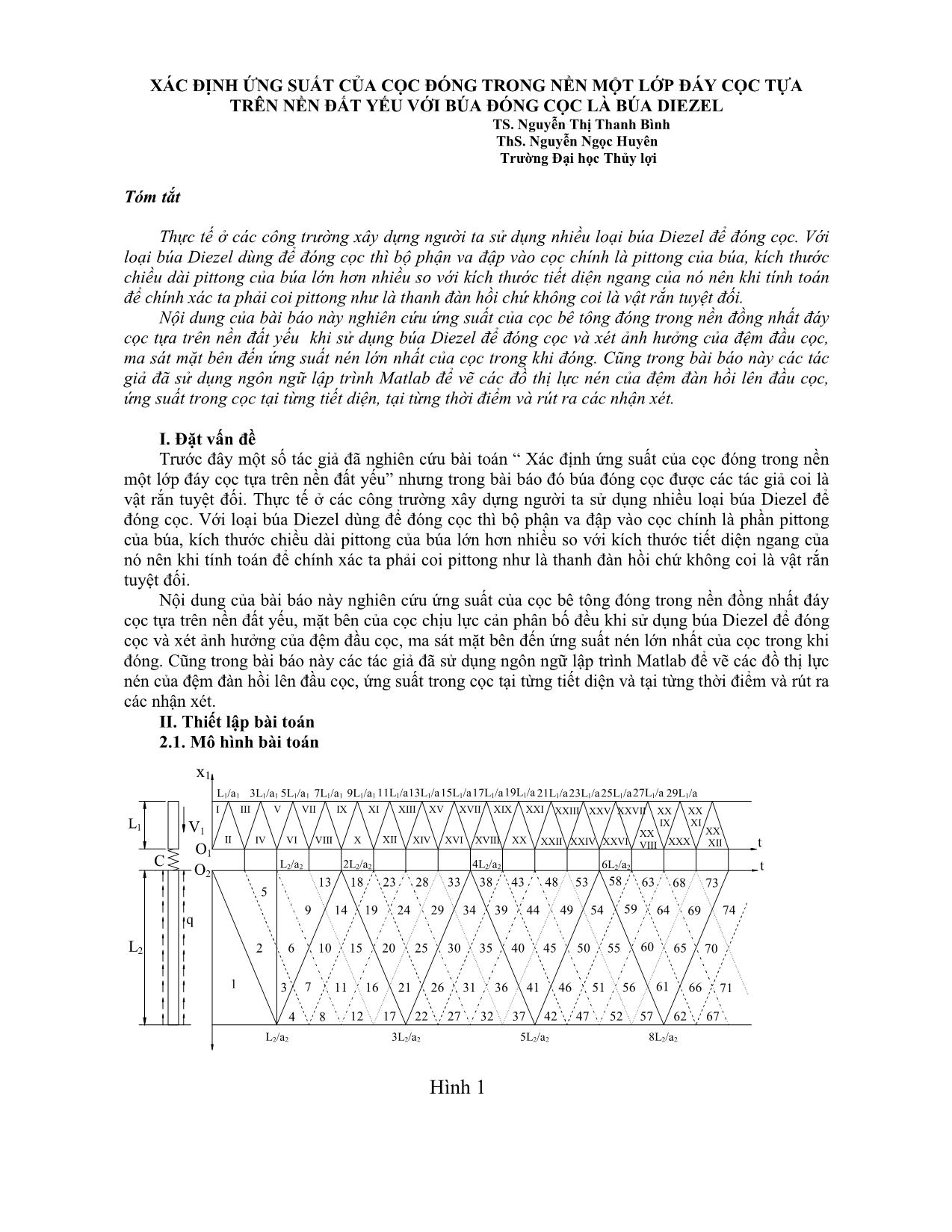 Xác định ứng suất của cọc đóng trong nền một lớp đáy cọc tựa trên nền đất yếu với búa đóng cọc là búa Diezel trang 1