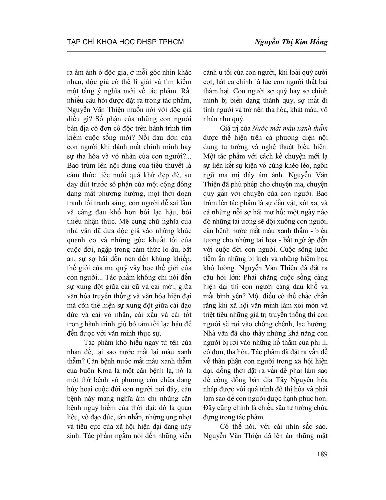 Ý nghĩa tiểu thuyết Nước mắt màu xanh thẫm của Nguyễn Văn Thiện trang 4
