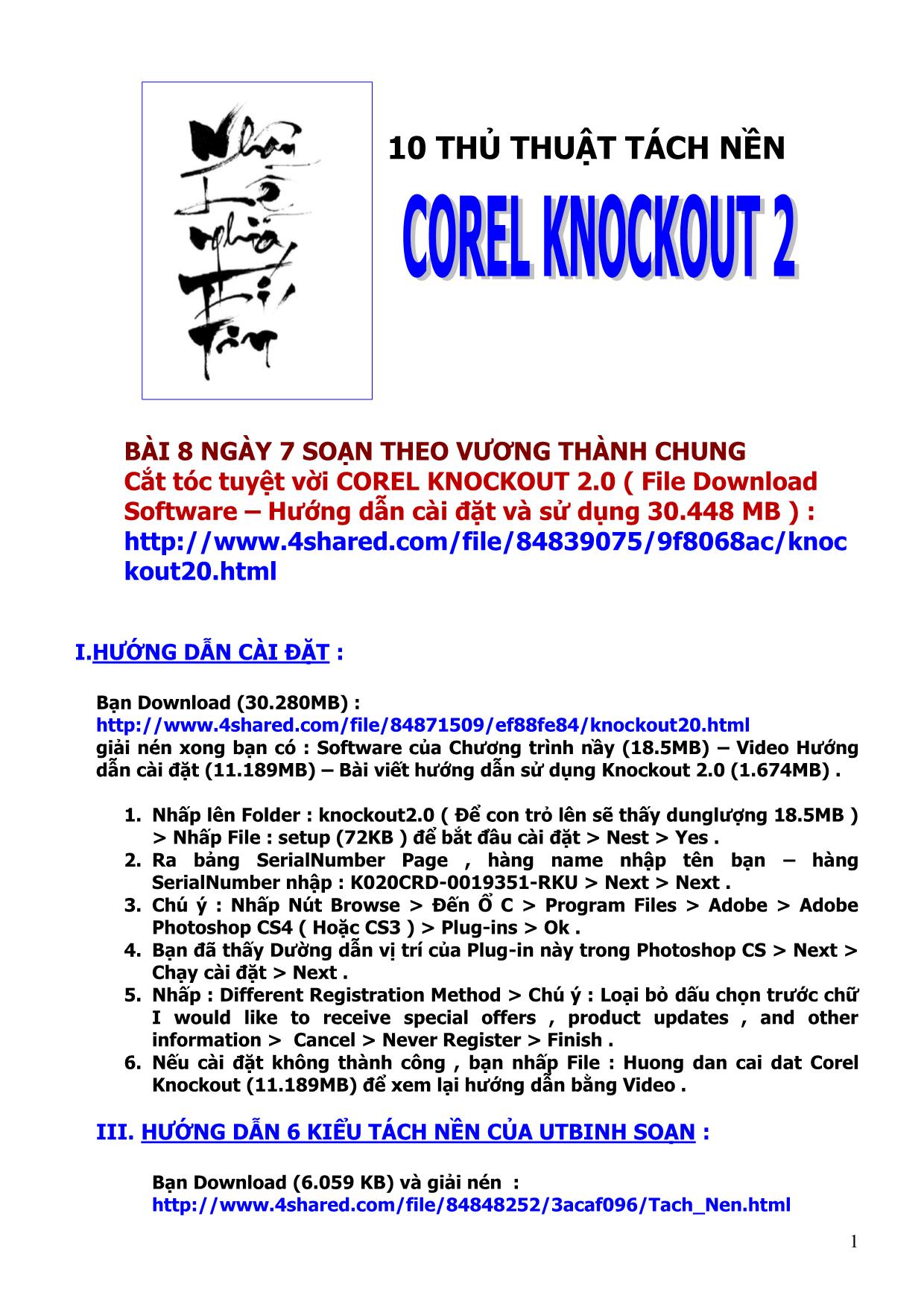 10 thủ thuật tách nền Corel Knockout 2 trang 1