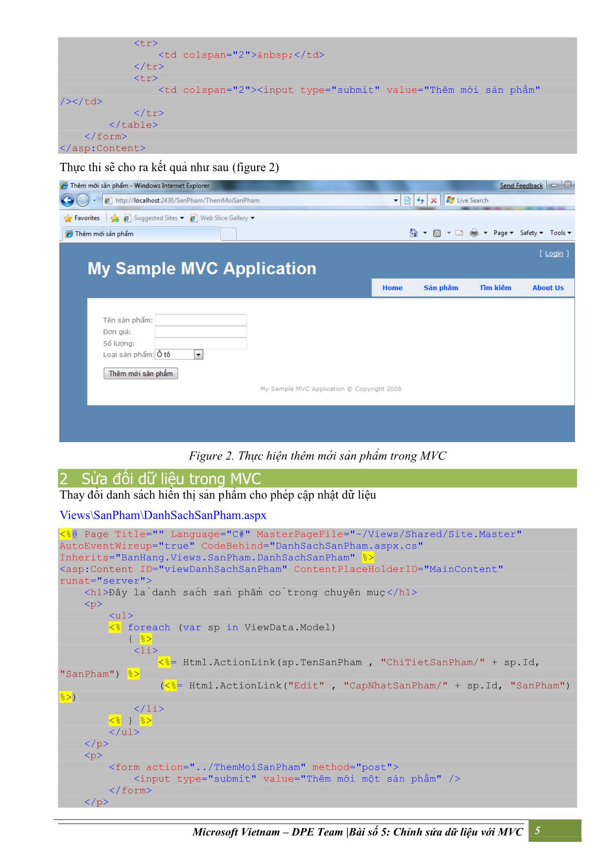 Bài giảng ASP.NET - Bài 5: Chỉnh sửa dữ liệu với MVC trang 5