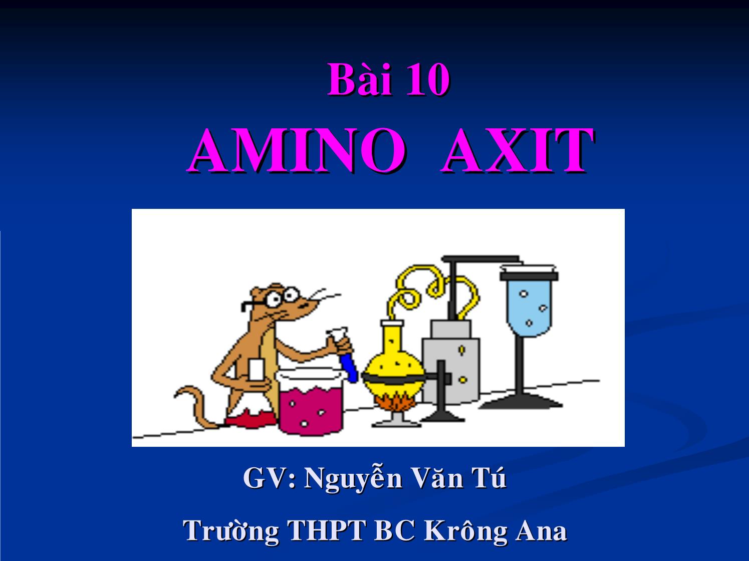 Bài giảng Hóa học Lớp 12 - Bài 10: Amino Axit trang 1