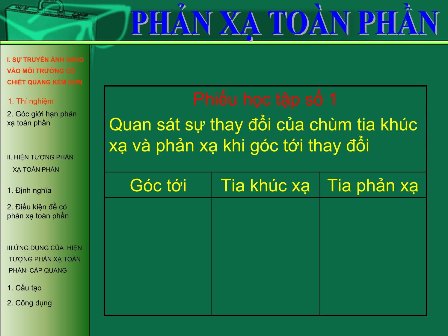 Bài giảng Vật lí Lớp 11 - Bài 27: Phản xạ toàn phần trang 5