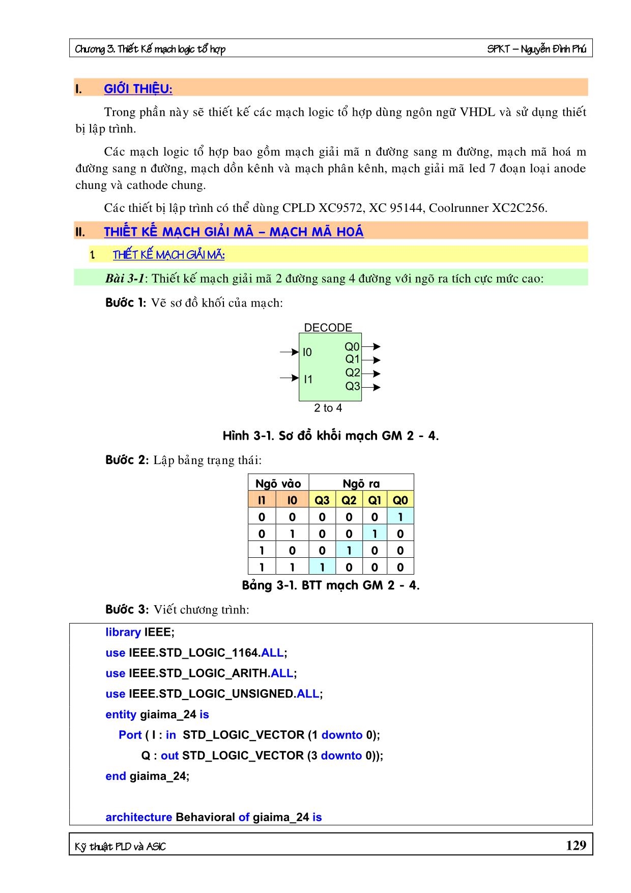 Bài giảng VDHL - Chương 3: Thiết kế mạch Logic tổ hợp bằng VHDL trang 3