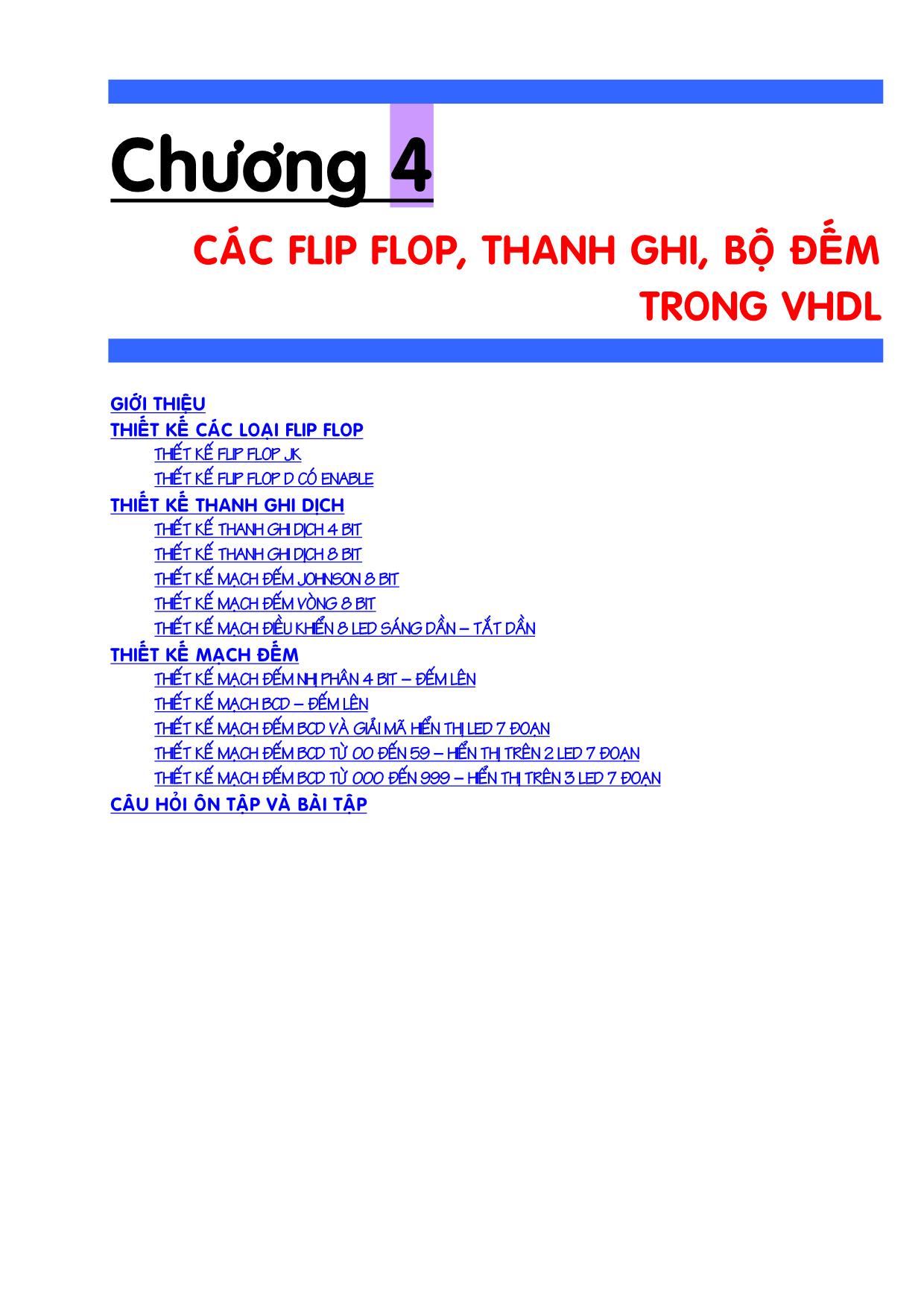 Bài giảng VDHL - Chương 4: Các Flip Flop. thanh ghi, bộ đếm trong VHDL trang 1