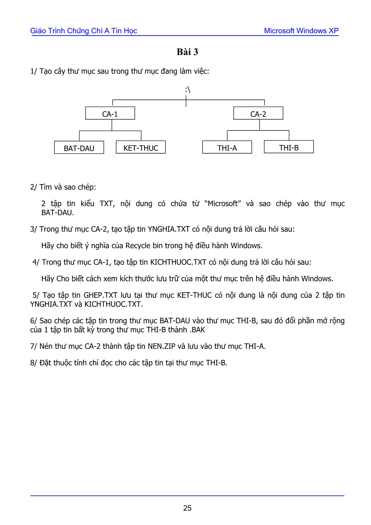 Bài tập thực hành Microsoft Windows XP trang 3