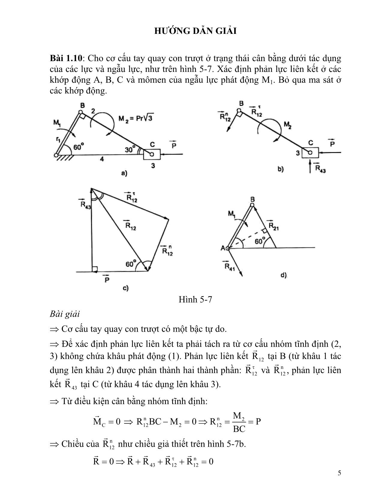 Bài tập tự giải môn Cơ học ứng dụng trang 5