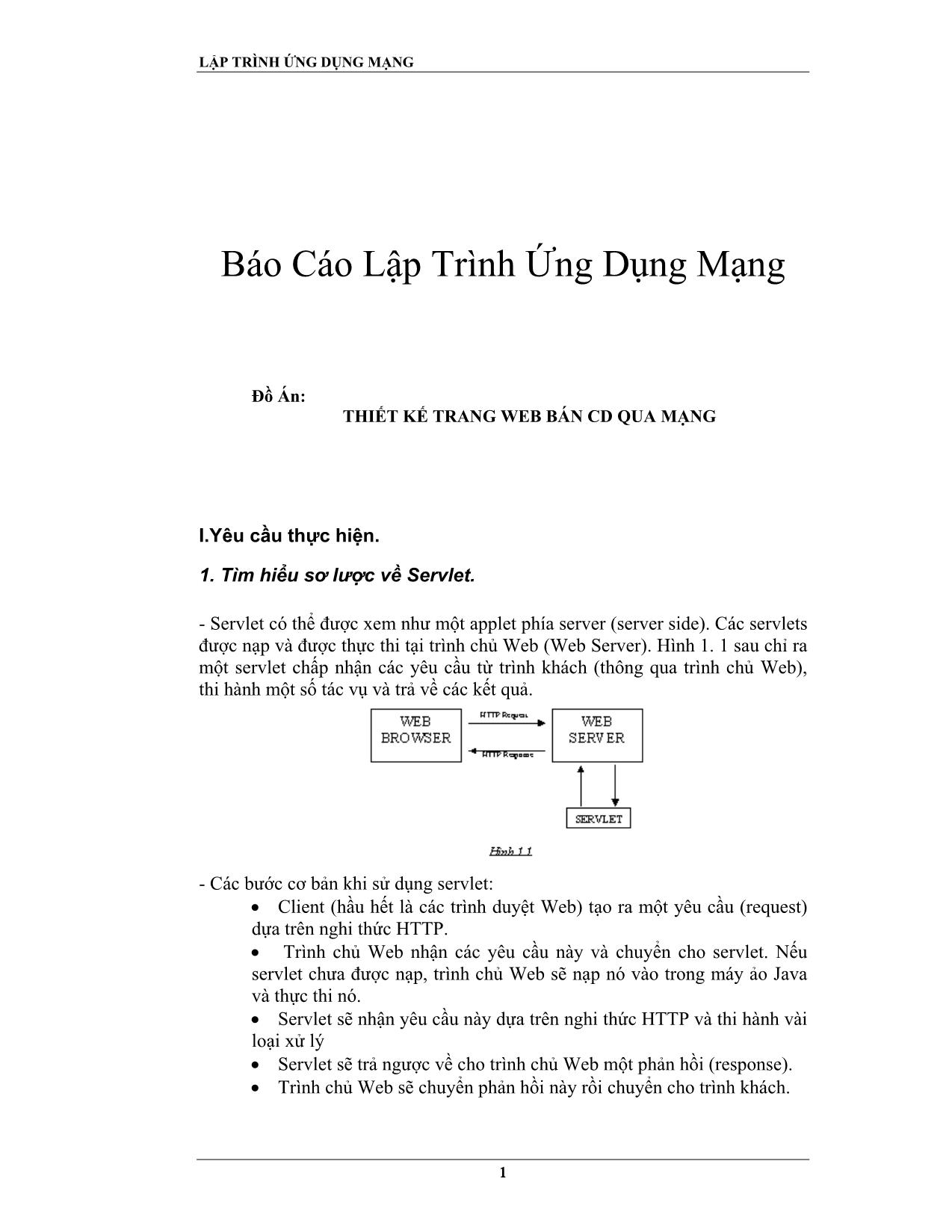 Báo cáo Lập trình ứng dụng mạng - Thiết kế trang Web bán CD qua mạng trang 1