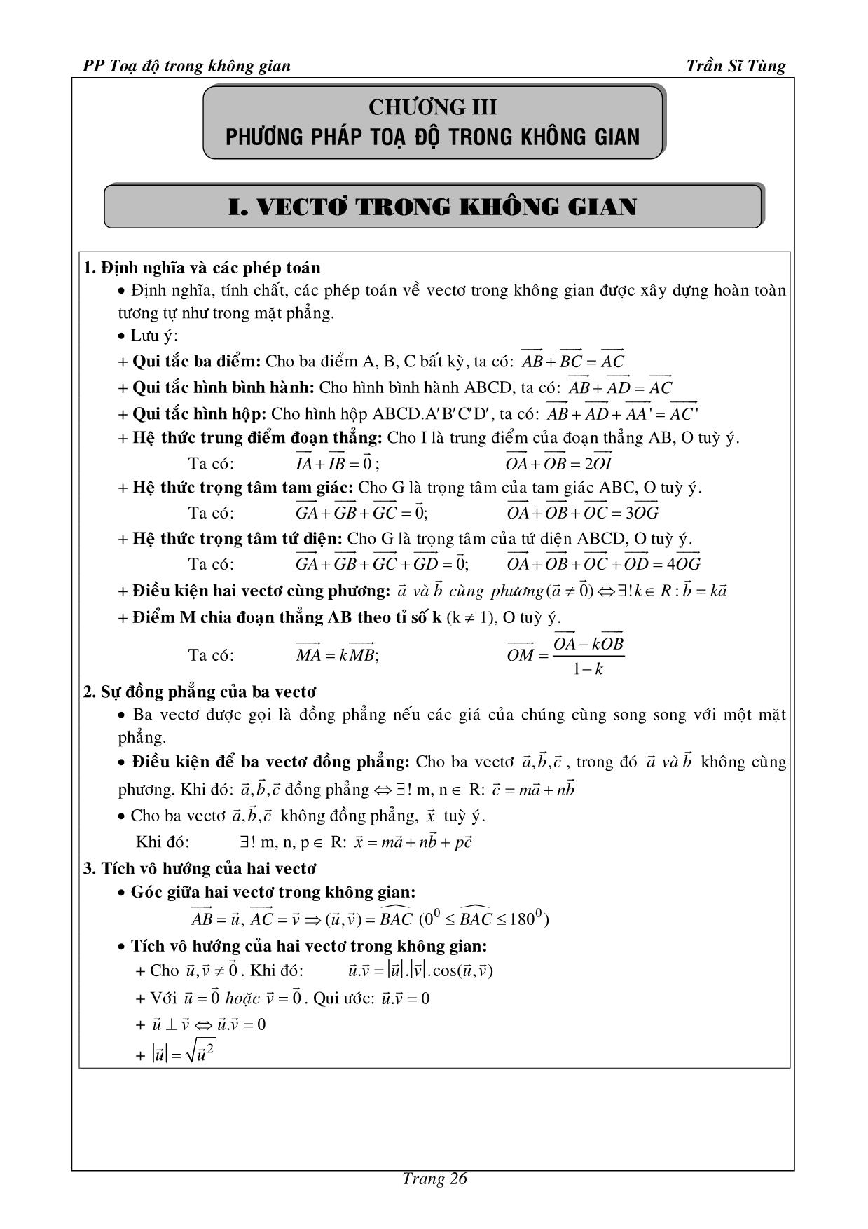 Bfai tập Hình học Lớp 12 - Phương pháp tọa độ trong không gian trang 2