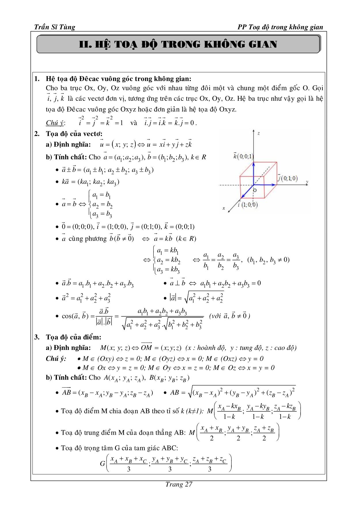 Bfai tập Hình học Lớp 12 - Phương pháp tọa độ trong không gian trang 3