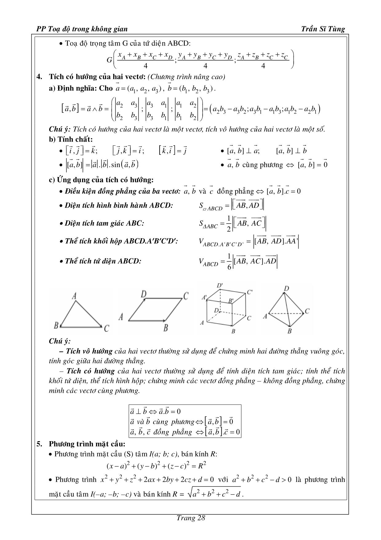 Bfai tập Hình học Lớp 12 - Phương pháp tọa độ trong không gian trang 4