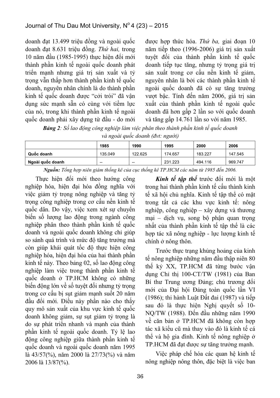 Biến đổi kinh tế ở thành phố Hồ Chí Minh trong 20 năm đầu thực hiệ đường lối đổi mới (1986 - 2006) trang 2