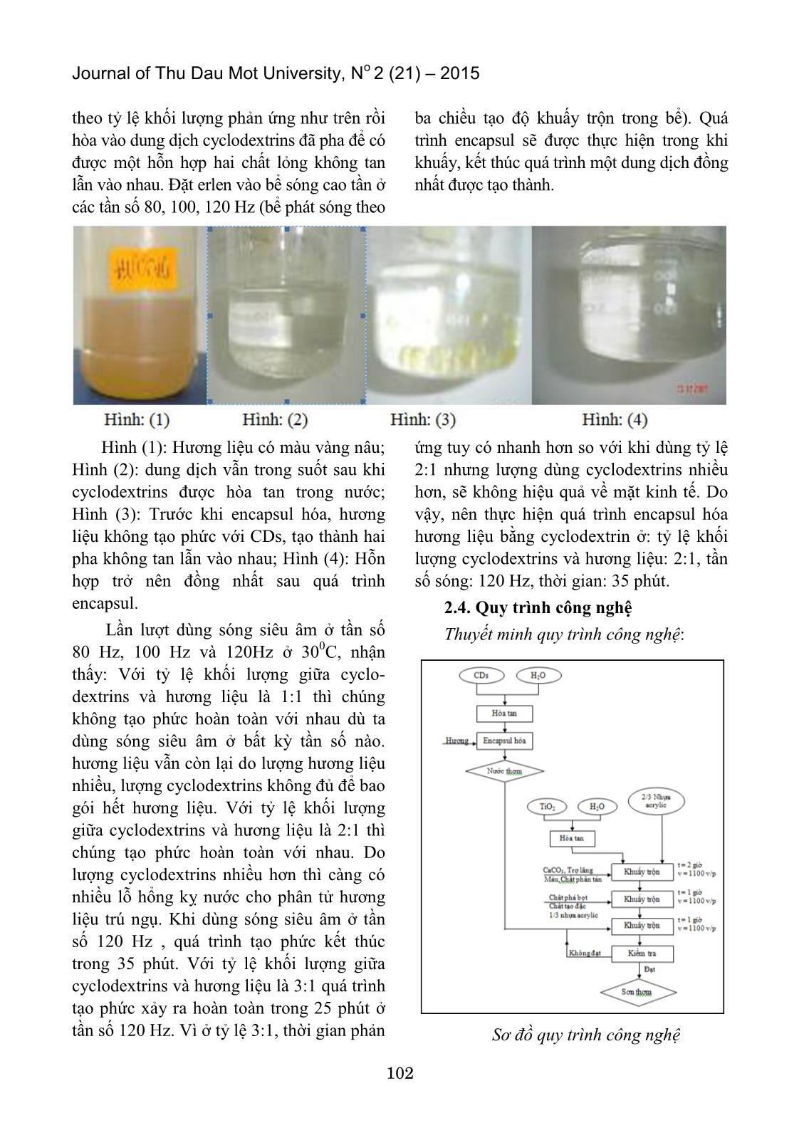 Bước đầu ứng dụng Cyclodextrins trong sản xuất sơn nước có mùi thơm bằng phương pháp Encapsul hóa trang 2