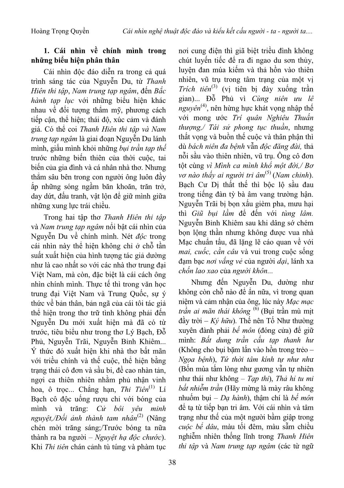 Cái nhìn nghệ thuật độc đáo và kiểu kết cấu “Người - Ta - Người ta” trong thơ chữ Hán Nguyễn Du trang 2