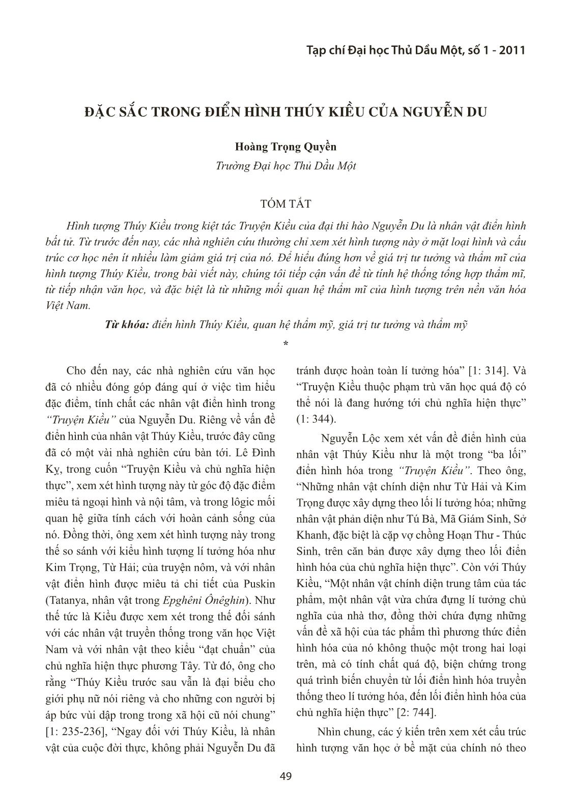 Đặc sắc trong điển hình Thúy Kiều của Nguyễn Du trang 1