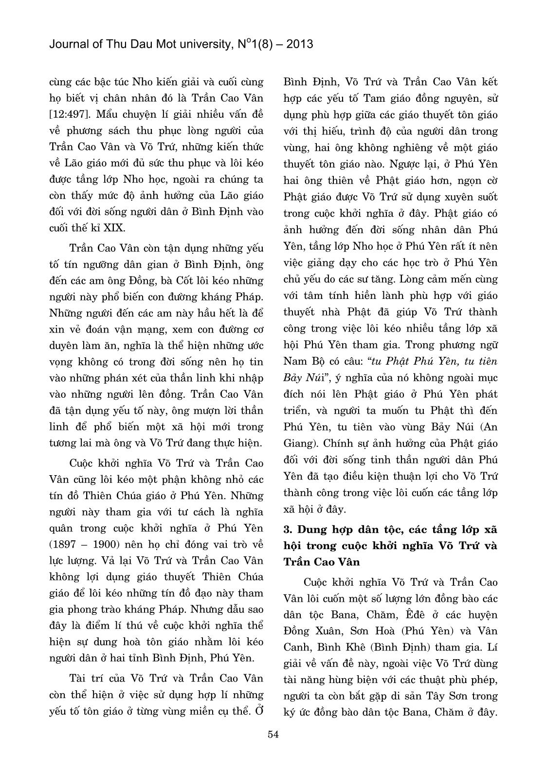 Dung hợp dân tộc, tôn giáo trong cuộc khởi nghĩa Võ Trứ và Trần Cao Vân những năm cuối thế kỉ XIX trang 4