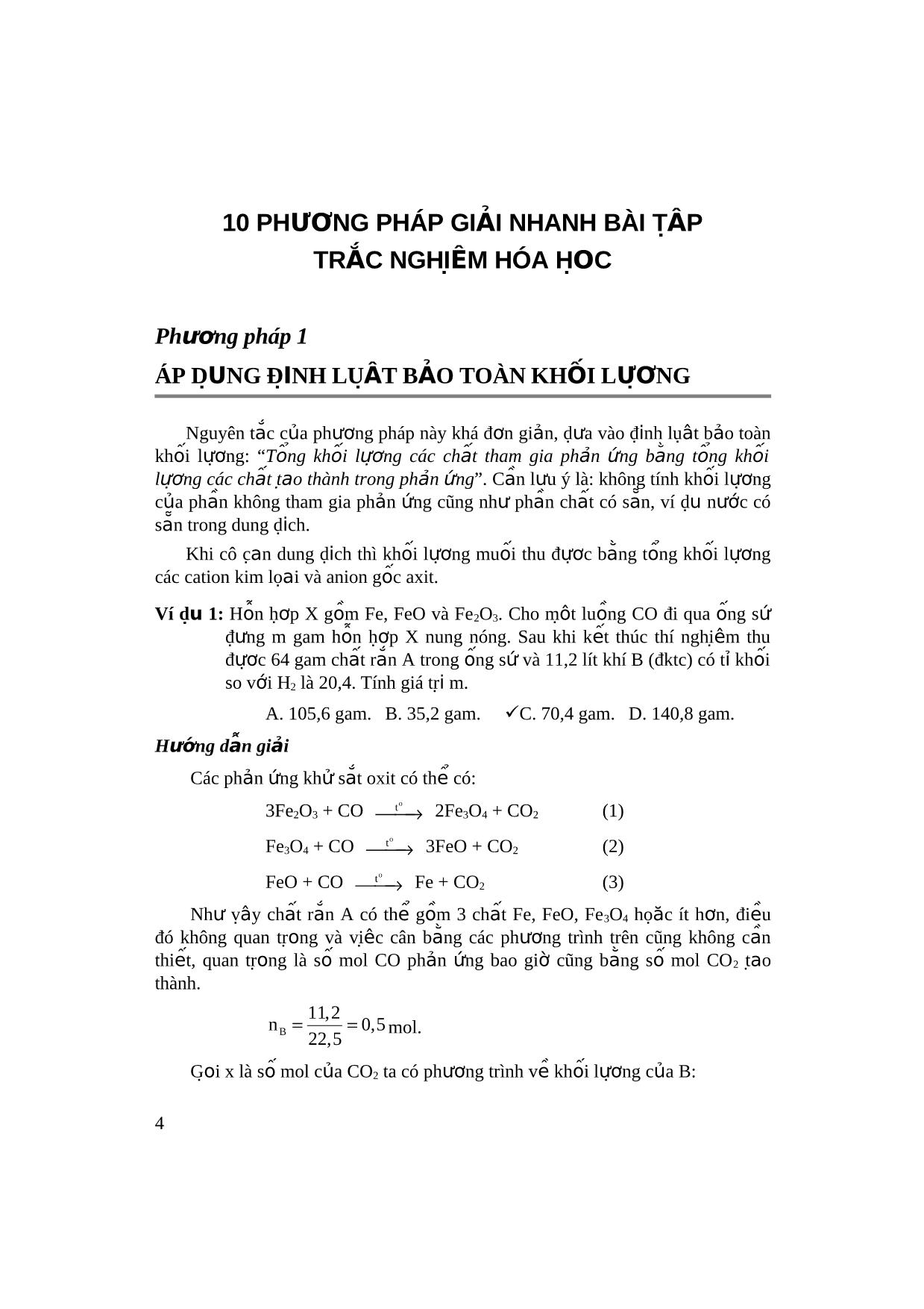 Giáo trình 10 phương pháp giải nhanh trắc nghiệm Hóa học và 25 đề thi thử tuyển sinh Đại học và Cao đẳng trang 4