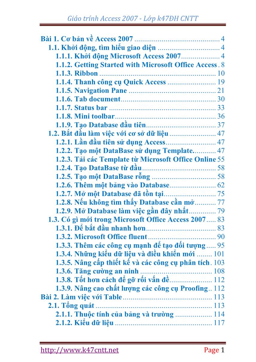 Giáo trính Access 2007 trang 1