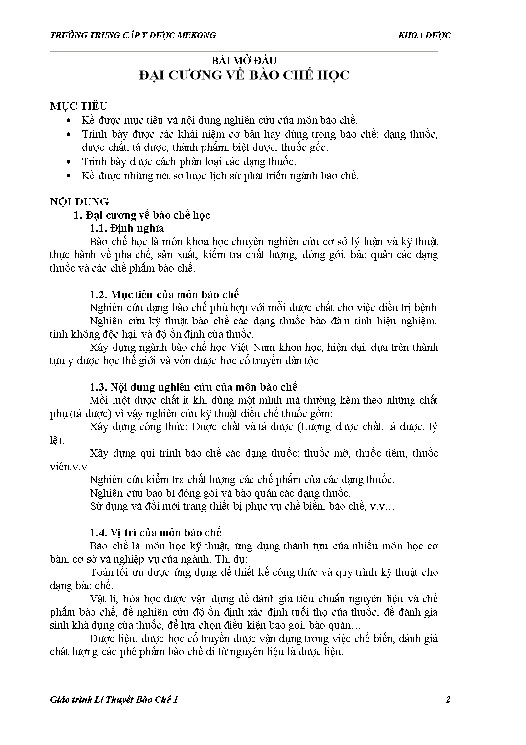 Giáo trình Bào chế học trang 2