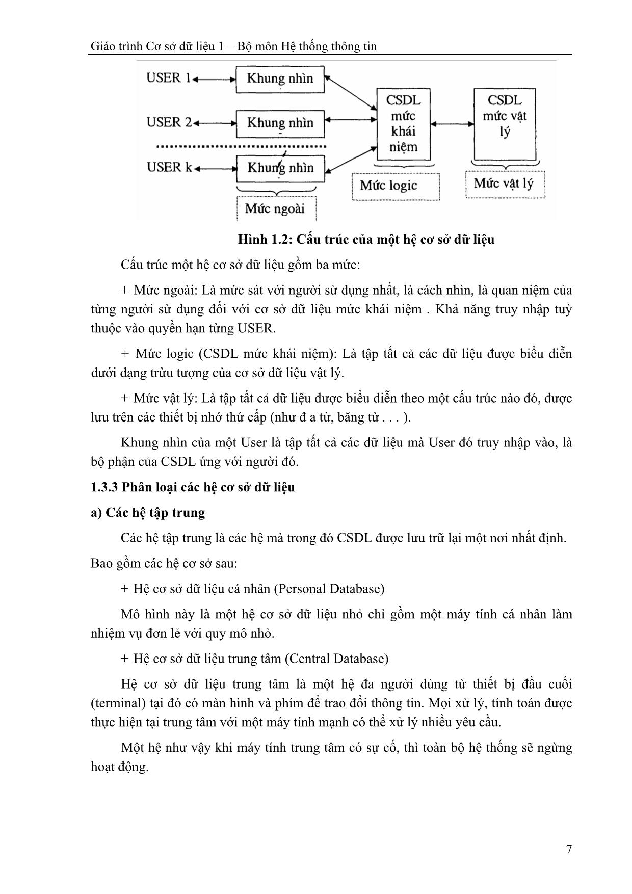 Giáo trình Cơ sở dữ liệu 1 (Phần 1) trang 5