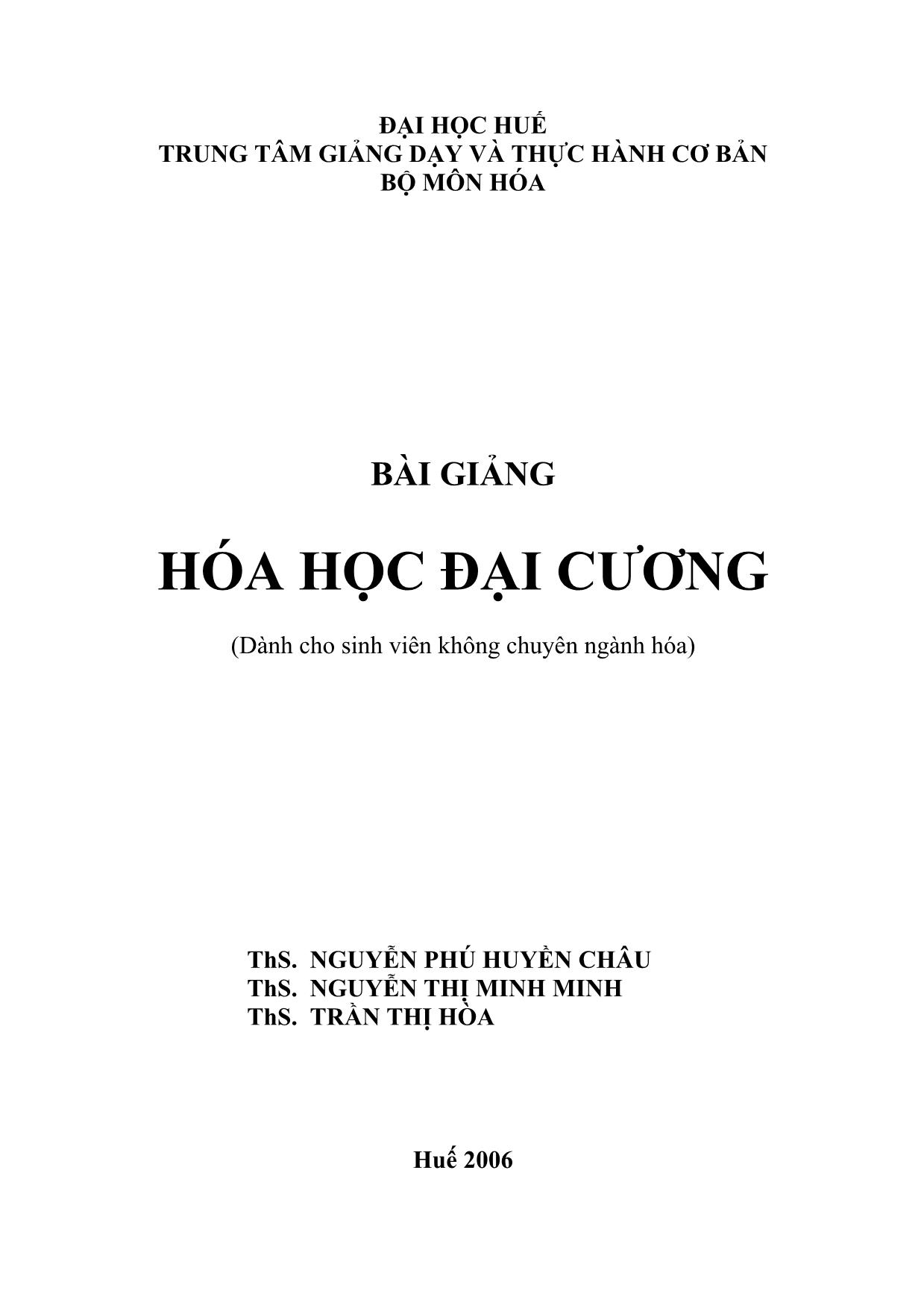 Giáo trình Hóa học đại cương trang 1