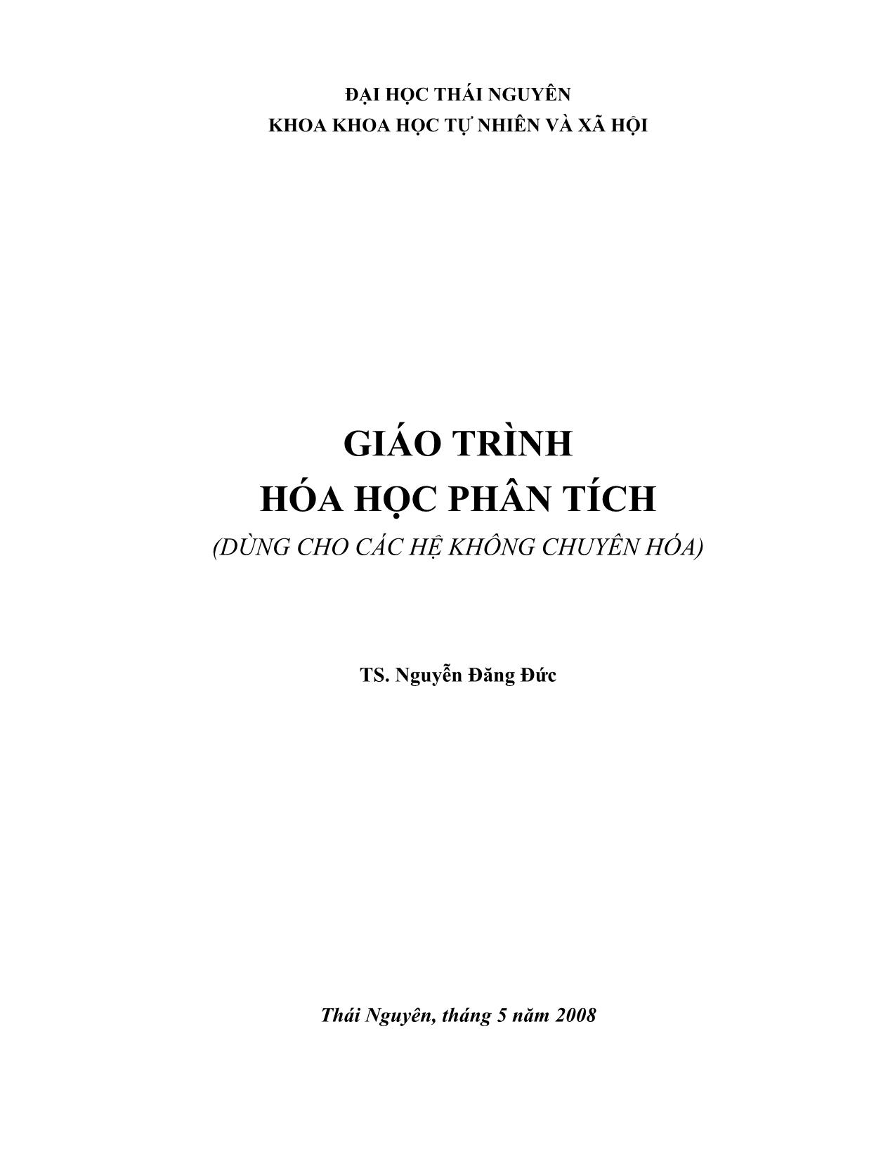 Giáo trình Hóa học phân tích (Phần 1) trang 1