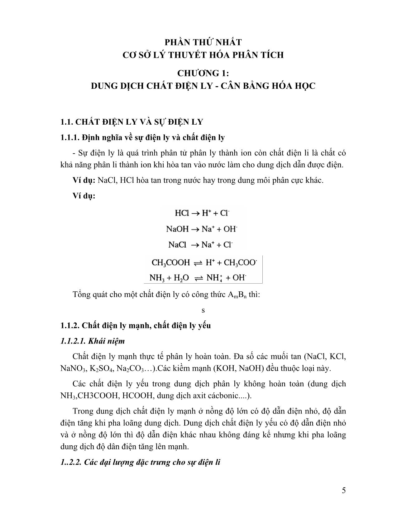 Giáo trình Hóa học phân tích (Phần 1) trang 5
