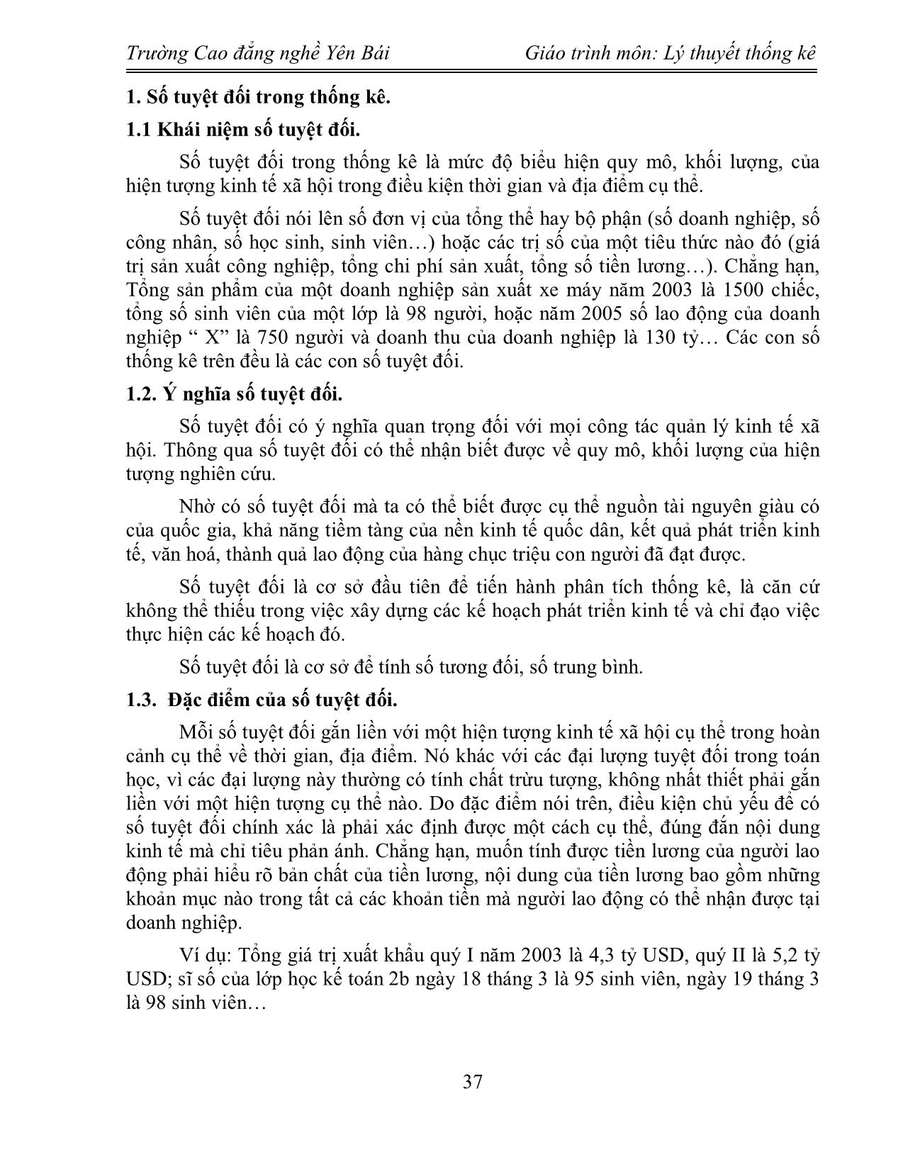 Giáo trình Lý thuyết thống kê (Phần 2) trang 2