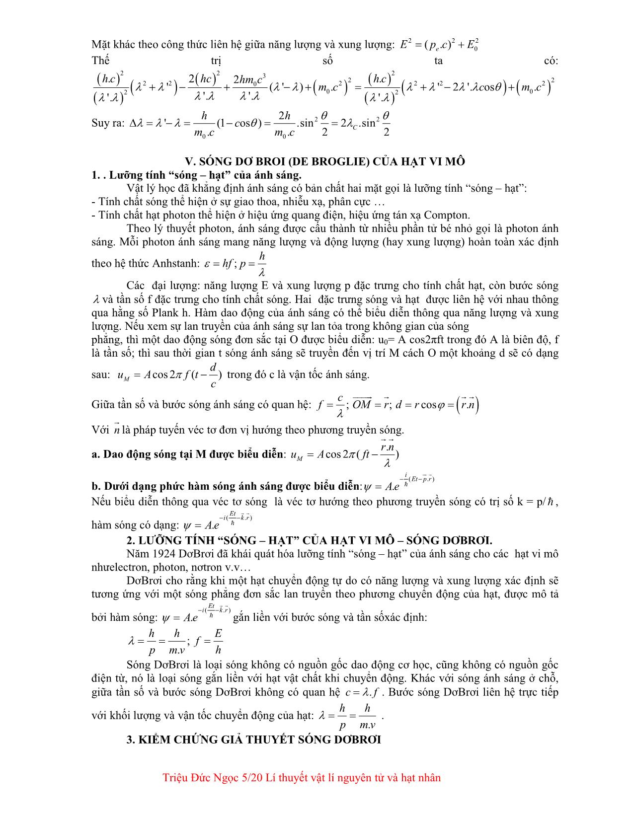 Giáo trình Lý thuyết vật lí nguyên tử và hạt nhân trang 5