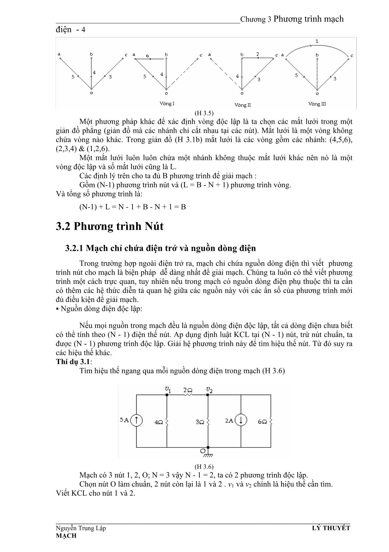 Giáo trình Mạch điện - Chương 3: Phương trình mạch điện trang 4