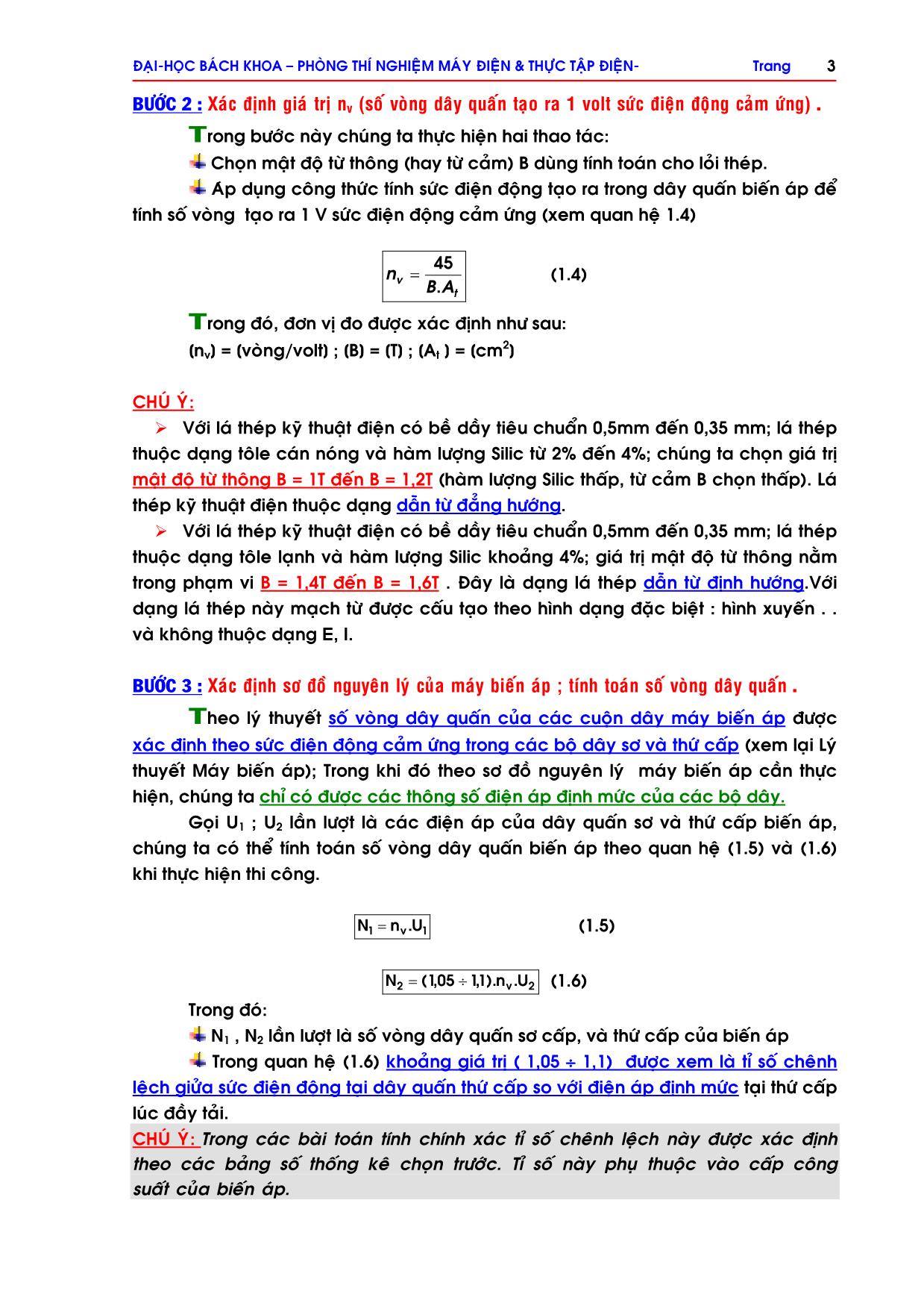 Giáo trình Máy biến áp - Bài 1: Tính toán dây quấn biến áp 1 pha trang 3