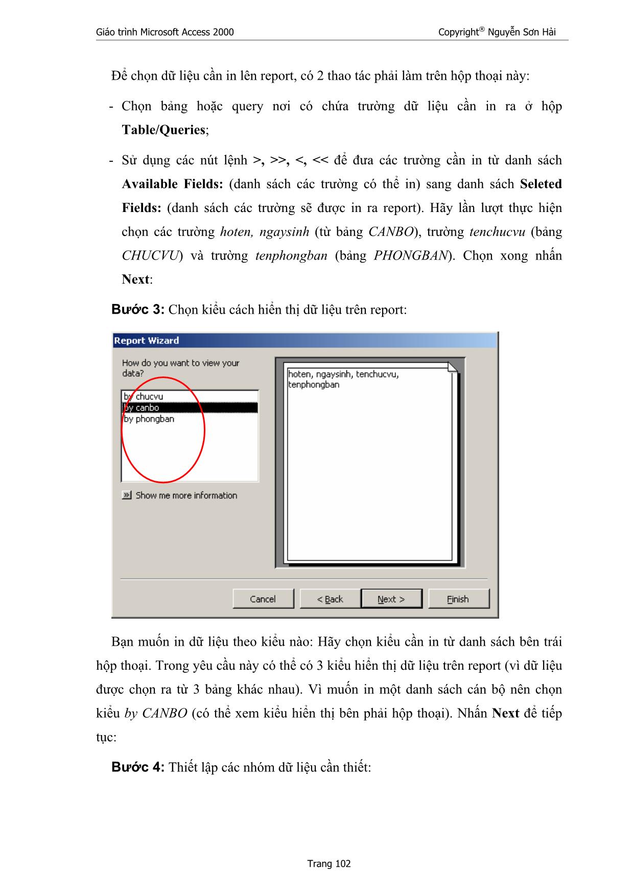 Giáo trình Microsoft Access 2000 (Phần 2) trang 5