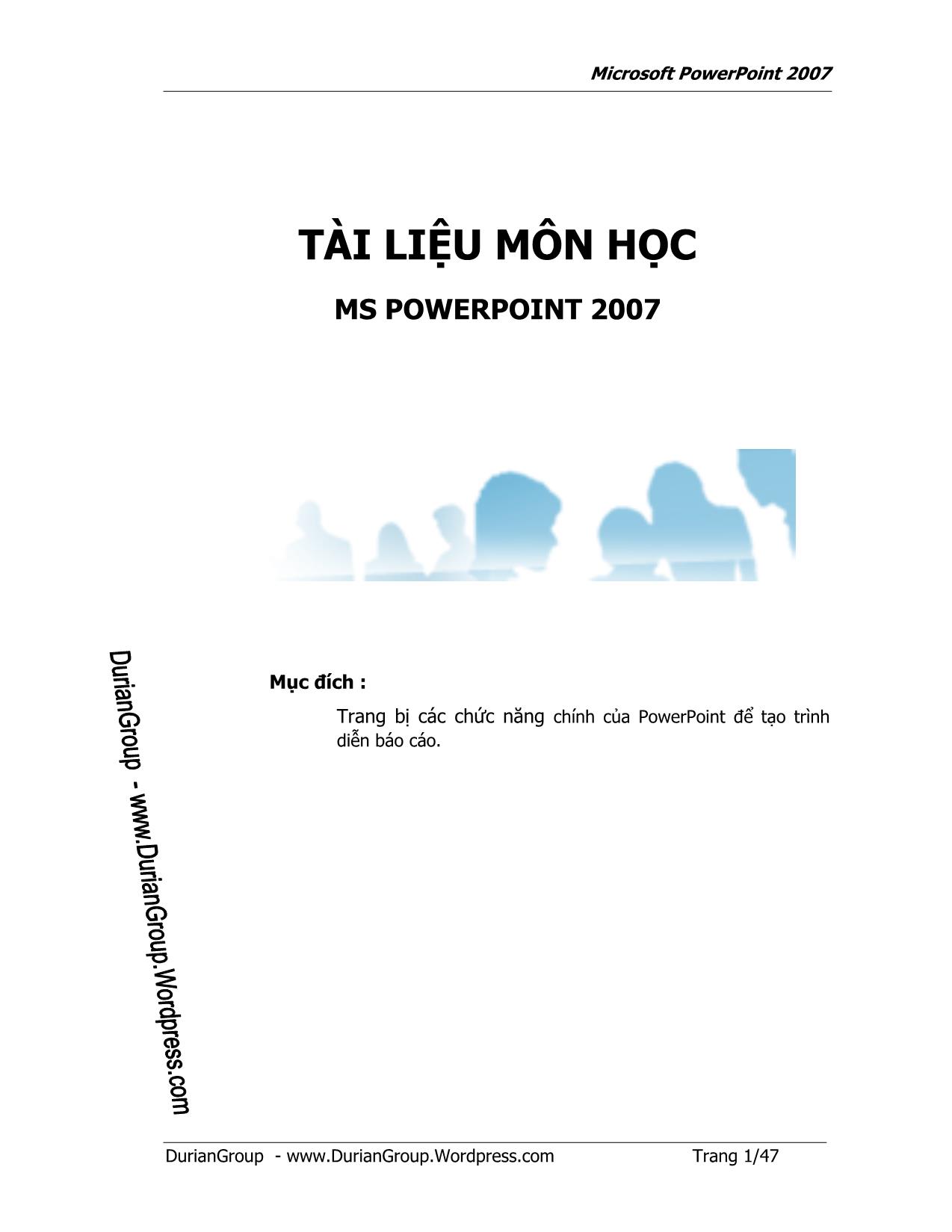 Giáo trình môn học Ms Powerpoint 2007 trang 1