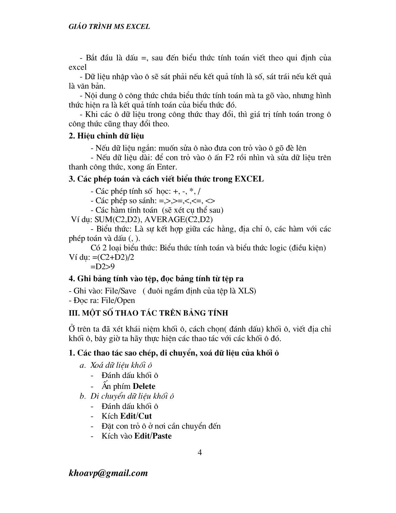 Giáo trình Ms Excel trang 4