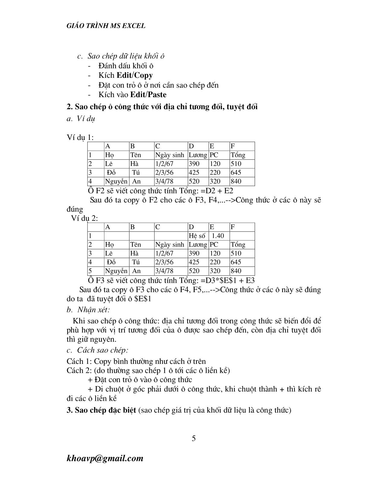 Giáo trình Ms Excel trang 5