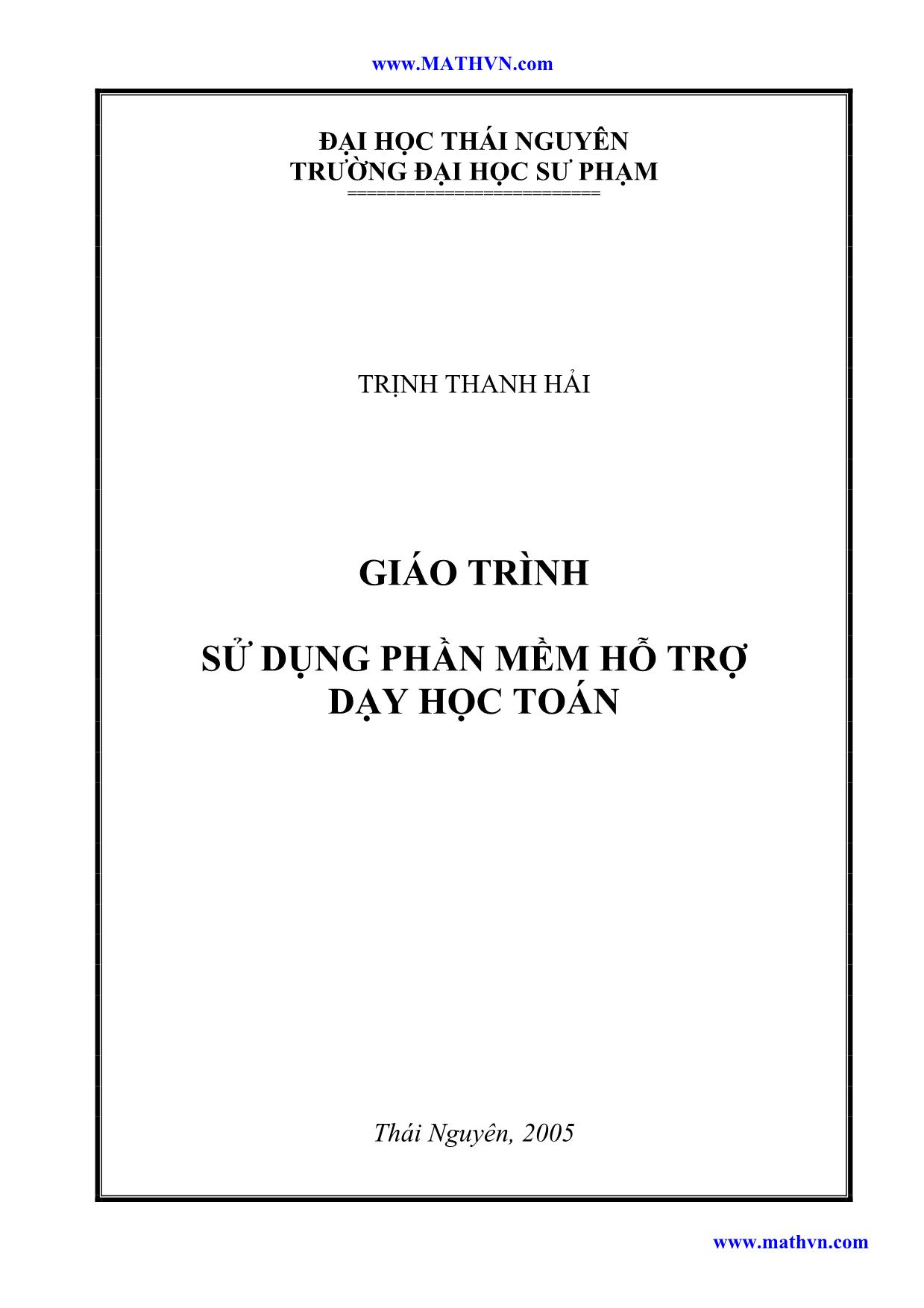 Giáo trình Sử dụng phần mềm hỗ trợ dạy học toán trang 1