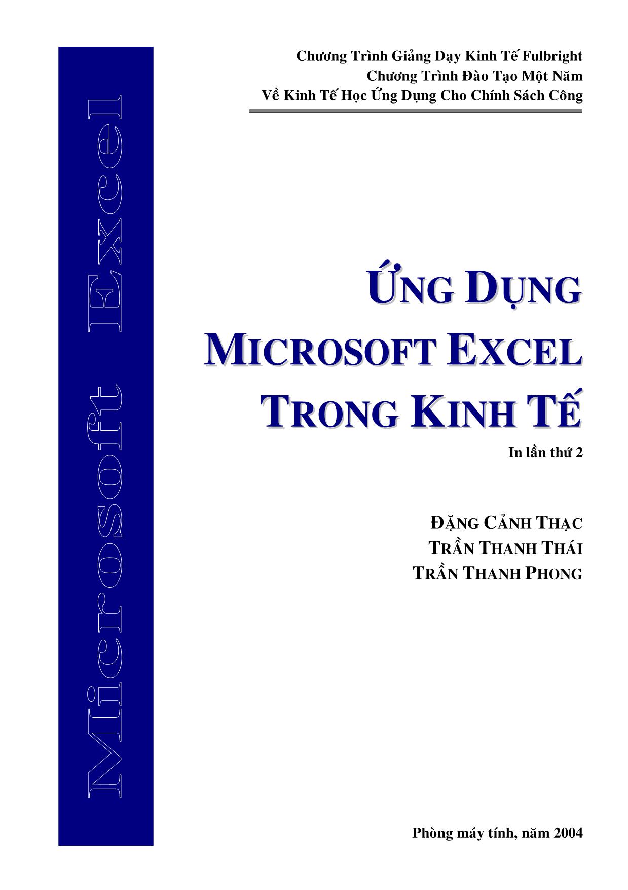 Giáo trình Ứng dụng Microsoft Excel trong kinh tế trang 1
