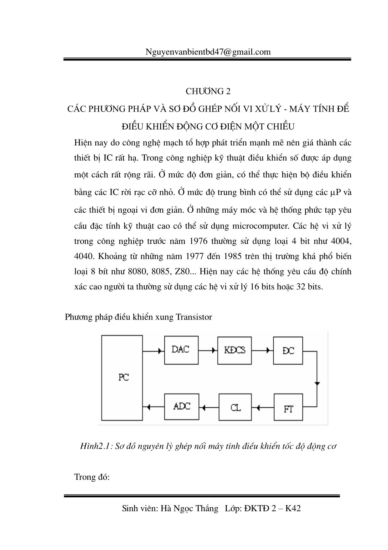 Giáo trình Vi xử lý - Chương 2: Các phương pháp và sơ đồ ghép nối vi xử lý. Máy tính để điều khiển động cơ điện một chiều trang 1