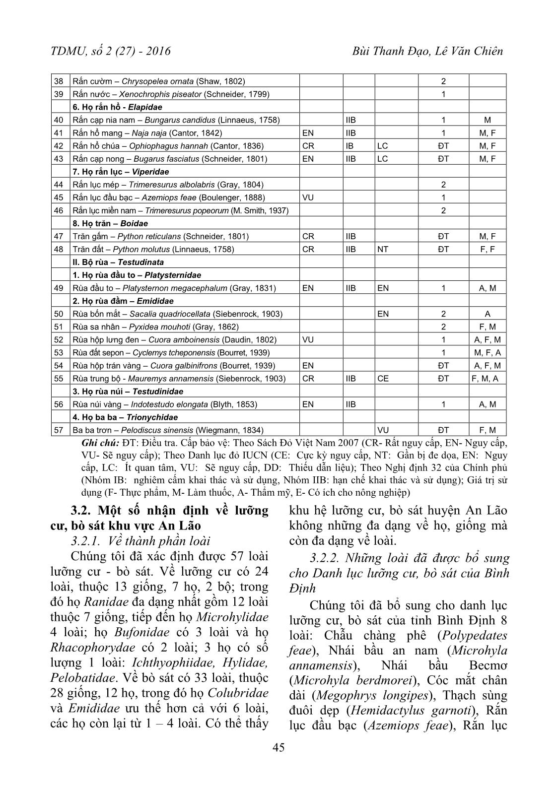 Kết quả điều tra thành phần loài lưỡng cư, bò sát huyện An Lão, tỉnh Bình Định trang 4