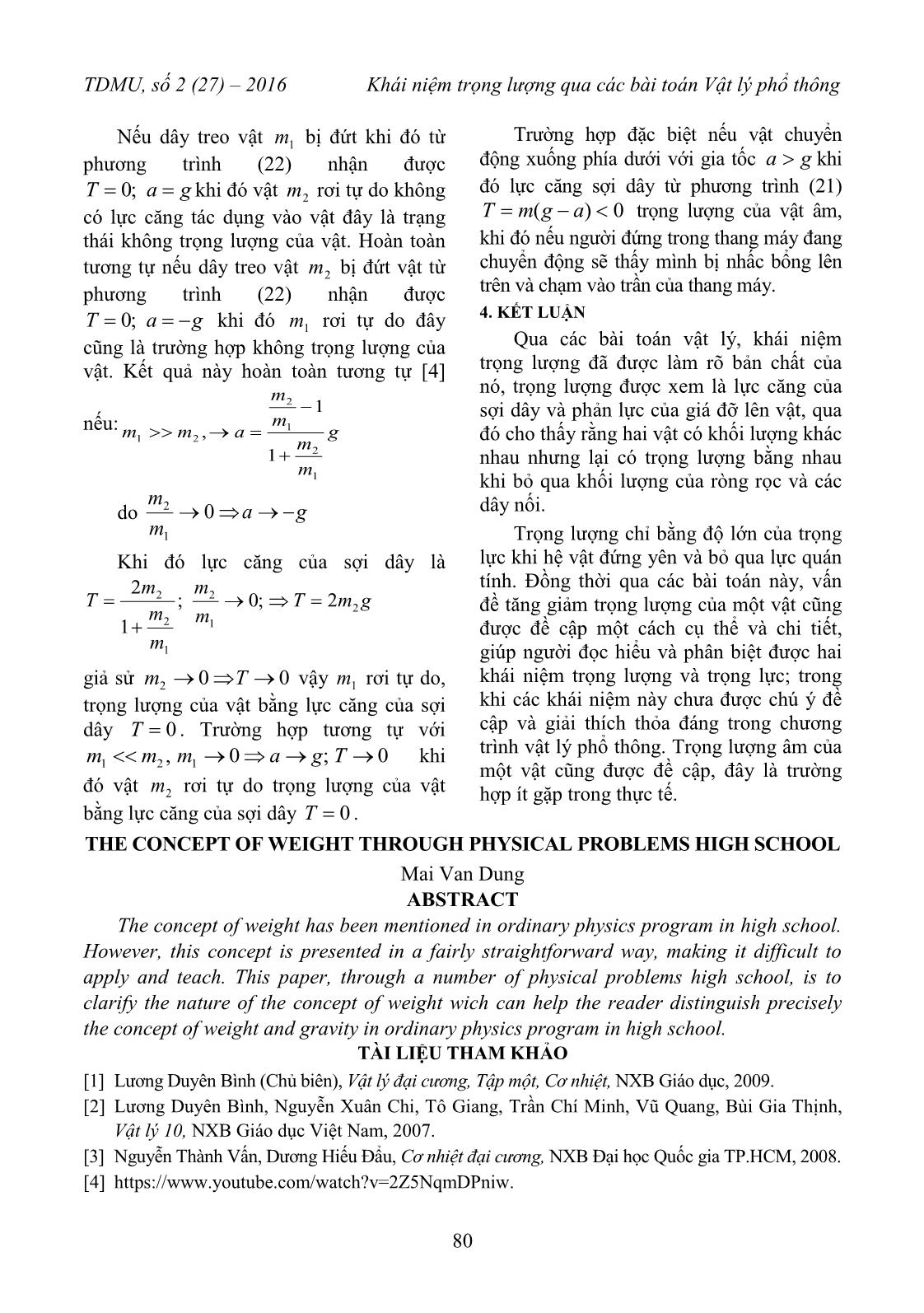 Khái niệm trọng lượng qua các bài toán vật lý Phổ thông trang 5
