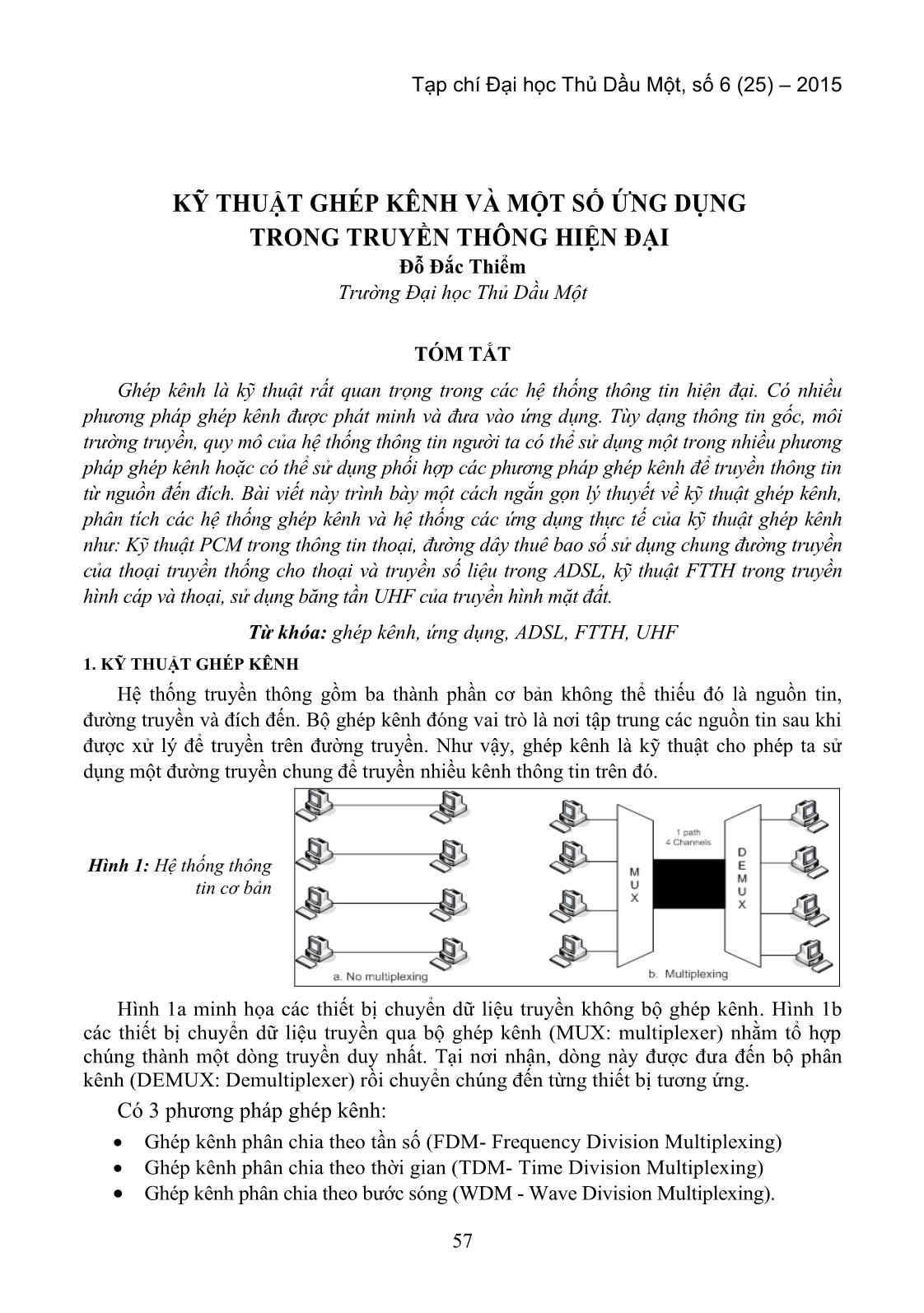 Kỹ thuật ghép kênh và một số ứng dụng trong truyền thông hiện đại trang 1