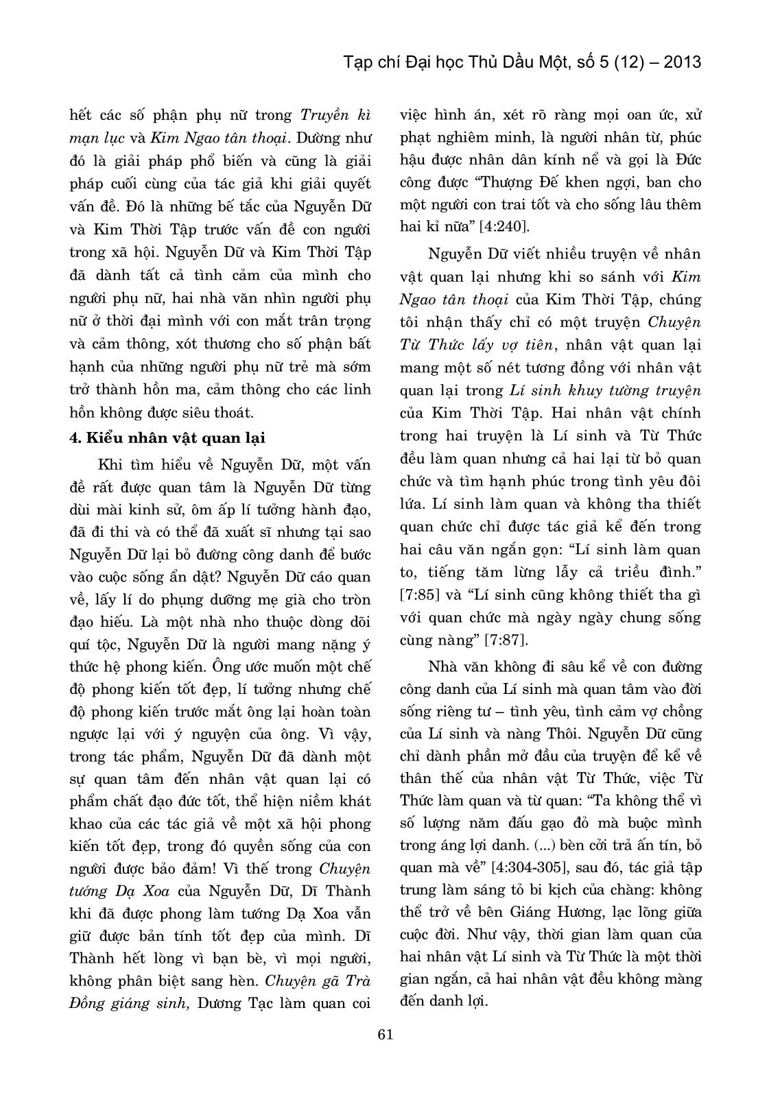Một số tương đồng về các kiểu nhân vật trong Kim Ngao Tân Thoại (Kim Thời tập) và Truyền Kì Mạn Lục (Nguyễn Dữ) trang 5