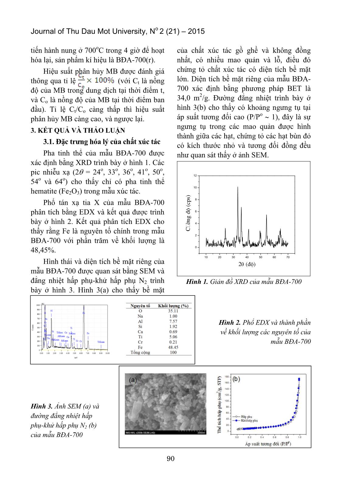Nghiên cứu sử dụng bùn đỏ lâm đồng trong quá trình fenton dị thể để phân hủy xanh metylen trang 3