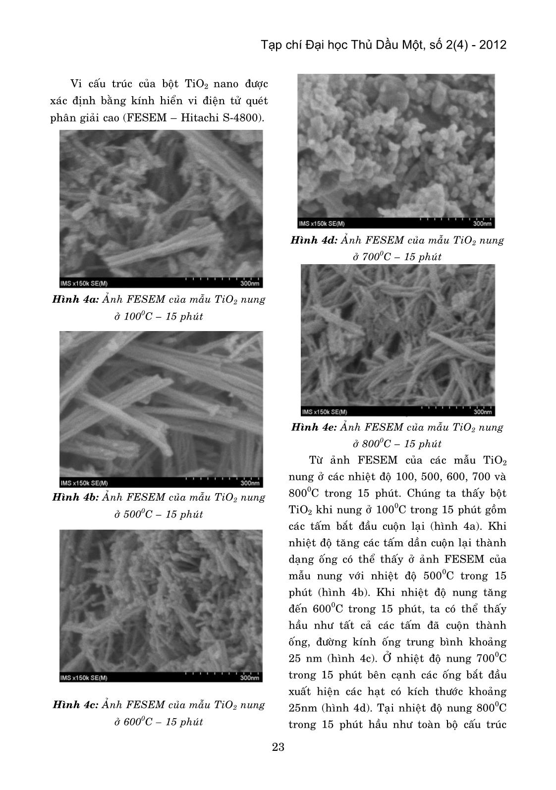 Nghiên cứu và chế tạo vật liệu TiO2 nano bằng phương pháp siêu âm - thủy nhiệt trang 4