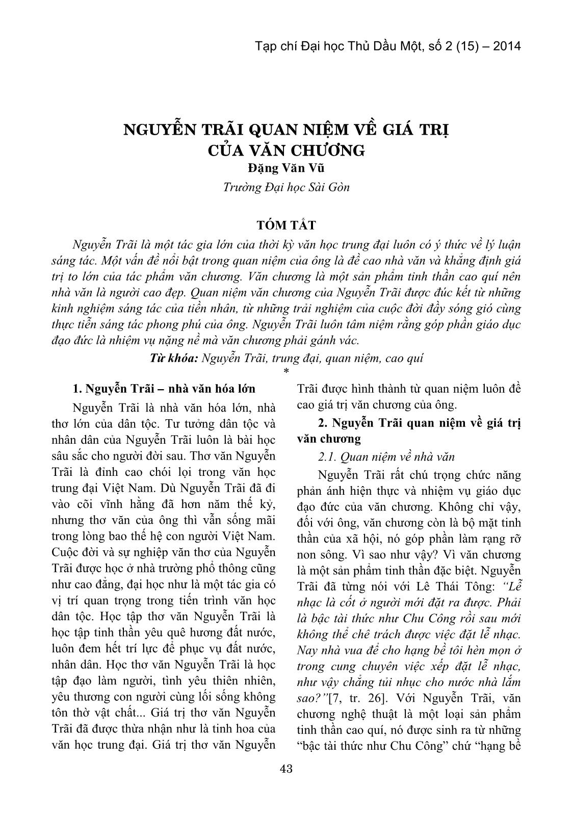 Nguyễn Trãi quan niệm về giá trị của văn chương trang 1