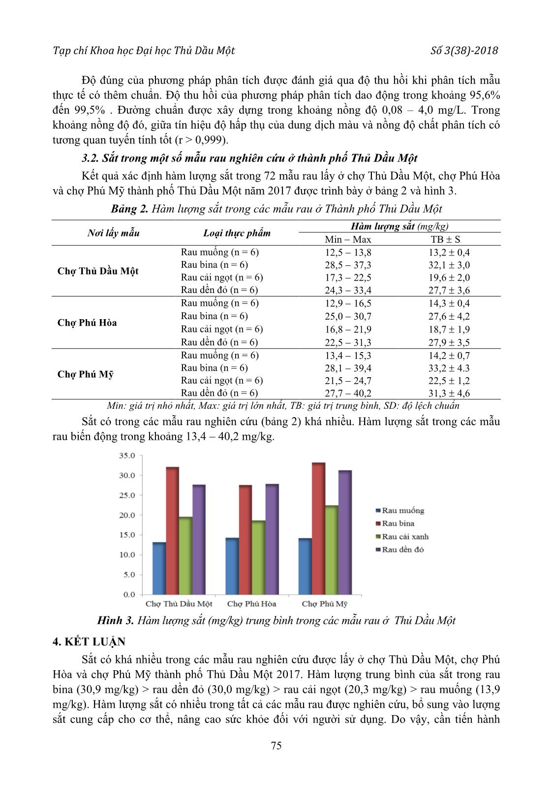 Phân tích và đánh giá hàm lượng sắt trong một số loại rau đang lưu hành ở thành phố Thủ Dầu Một trang 4