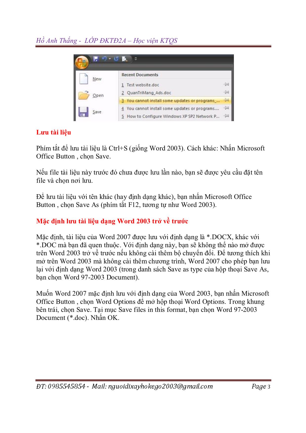 Tài liệu Hướng dẫn sử dụng Word 2007 trang 3