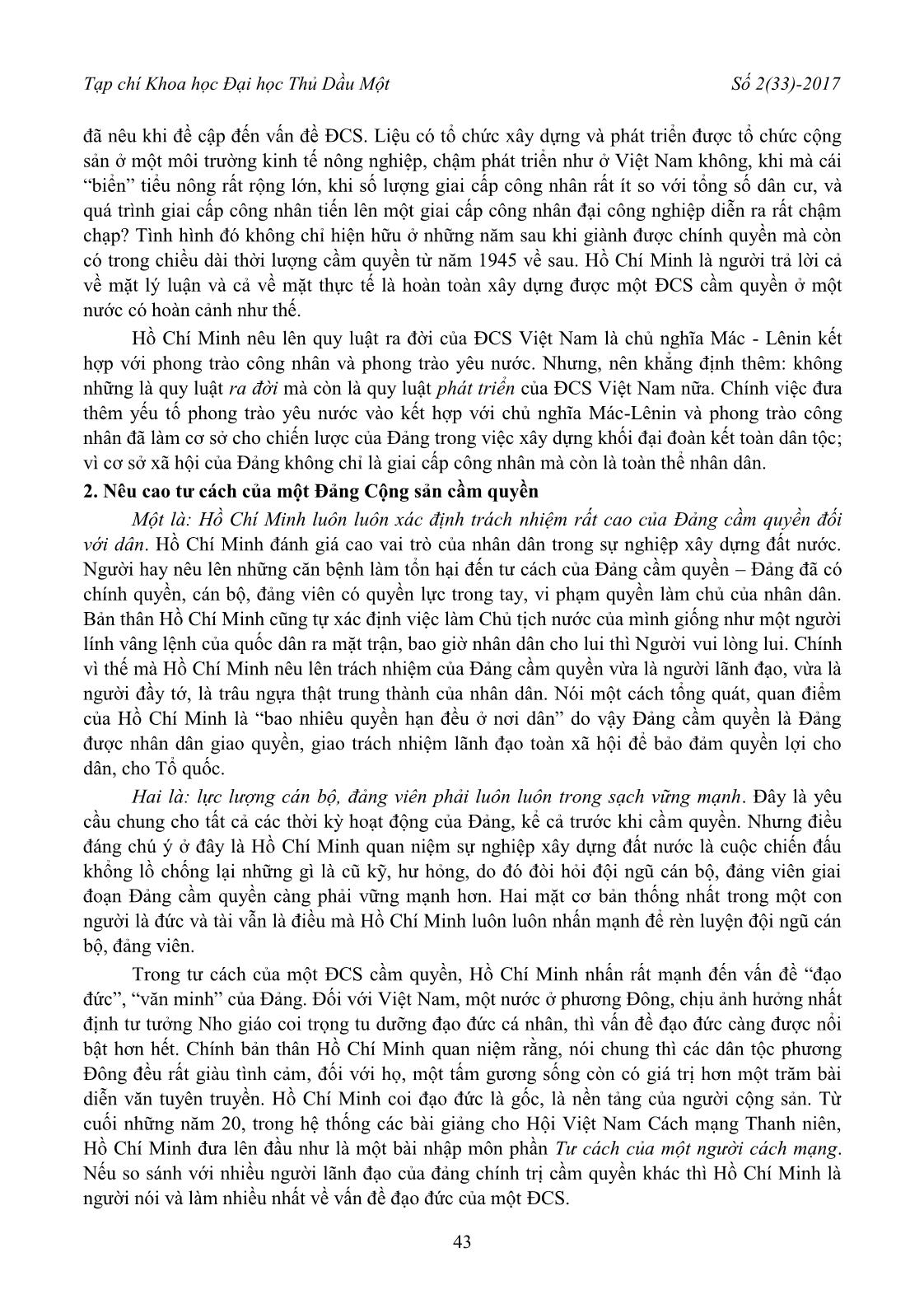 Vấn đề đảng cầm quyền trong tư tưởng Hồ Chí Minh trang 2