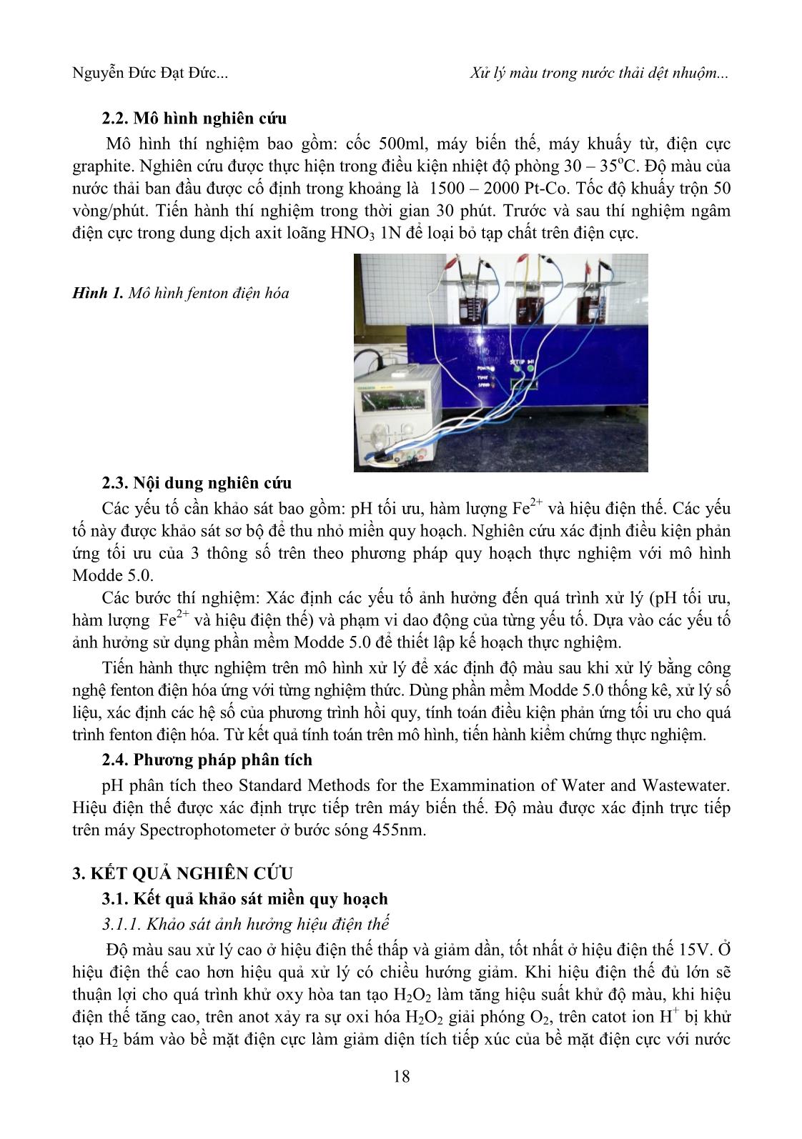 Xử lý màu trong nước thải dệt nhuộm bằng công nghệ Fenton điện hóa với điện cực Graphite trang 3
